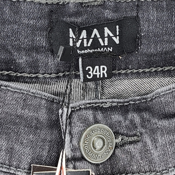 Boohoo Men's Skinny Stretch Rip & Repair Self Fabric Jeans - 34R - Picture 4 of 7